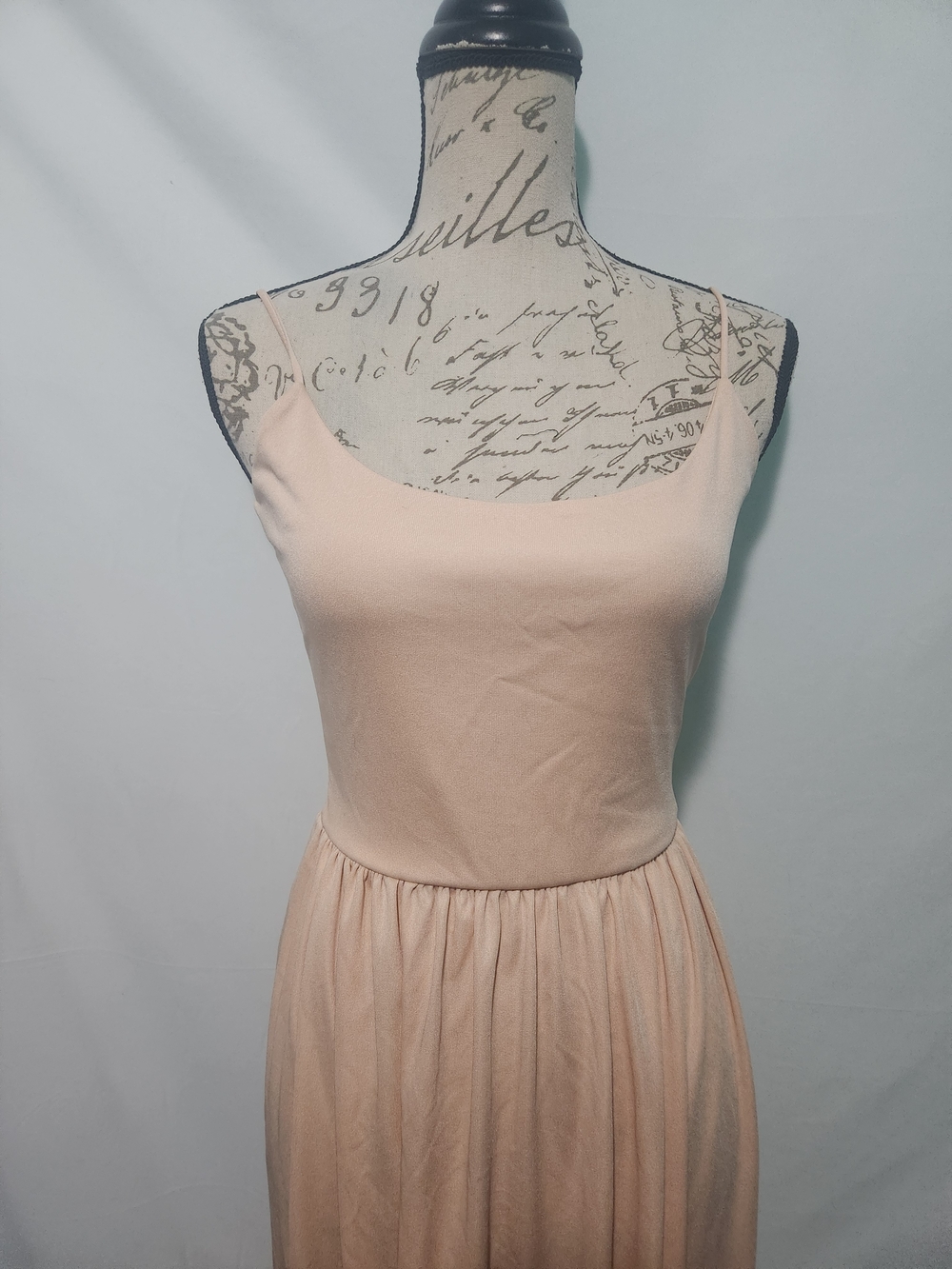 Vintage Harzfeld's Peach Ballerina Maxi Dress. Balletcore. Soft Girl. Neutral